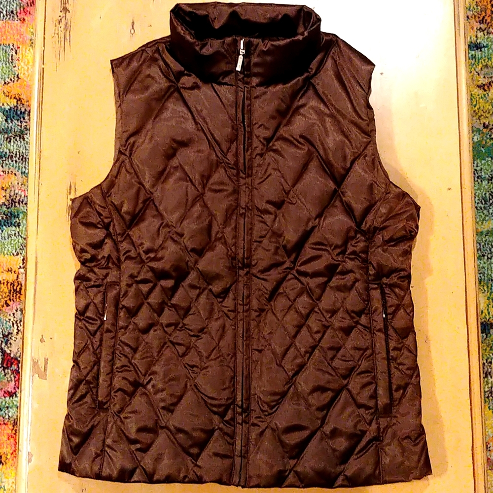 NWOT- Lands End🔥Girls Brown Shiny Puffer Vest Size 10-12